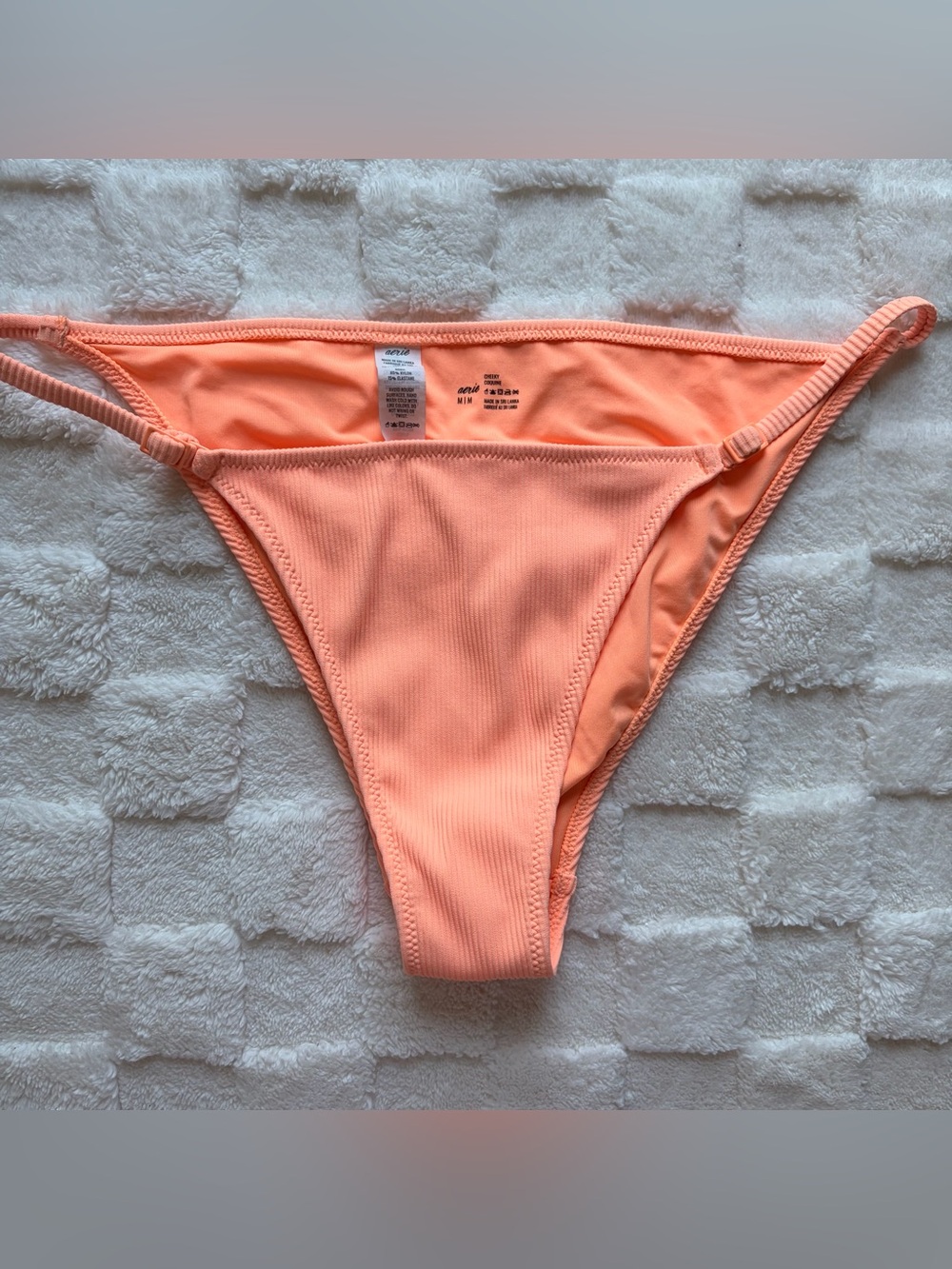 aerie Peach Ribbed Bikini Bottom